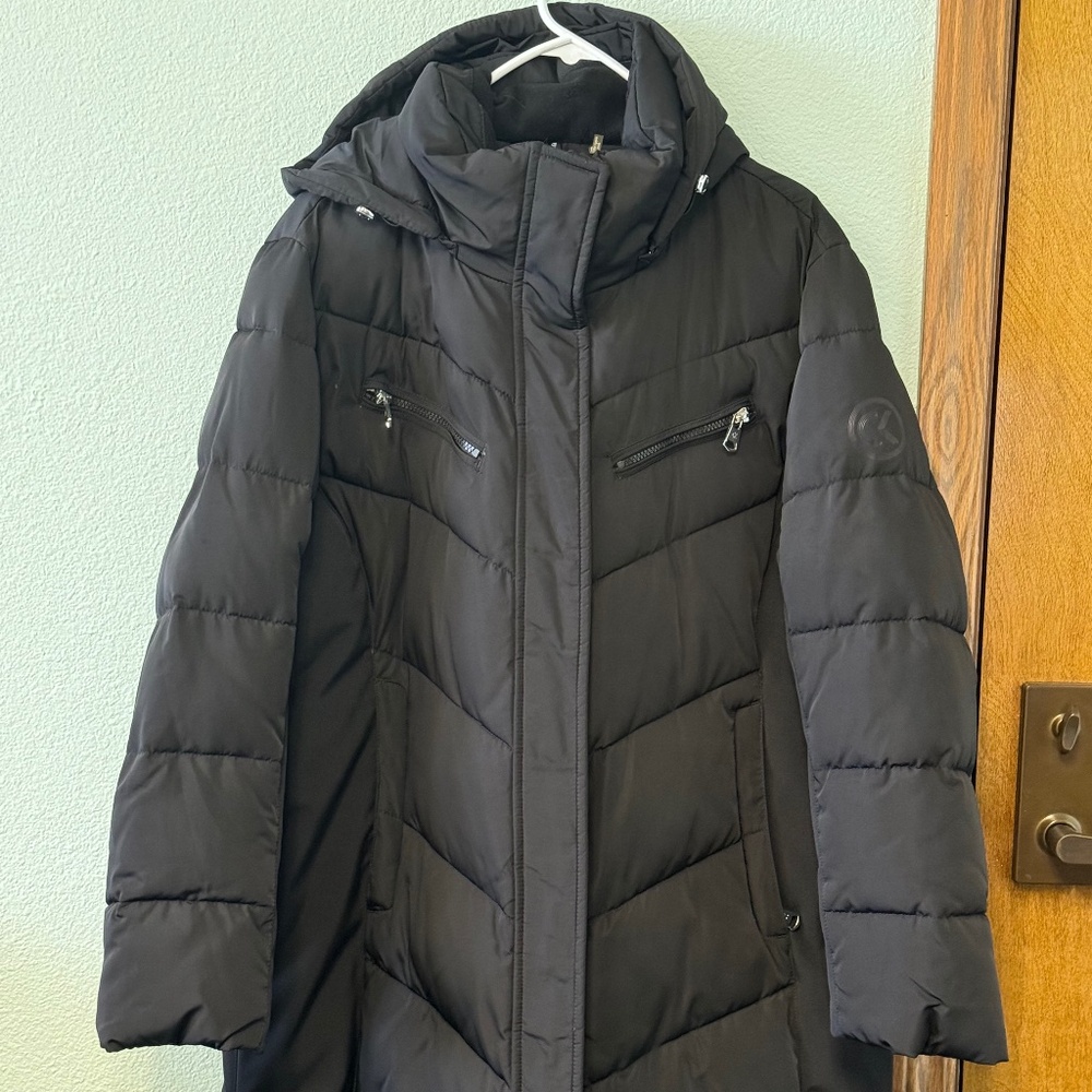 CALVIN KLEIN BLACK 3/4 PUFFER COAT